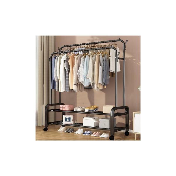 Hanger Garment Rail Withers Portable Clothes Drying RackCommercial Coat Hanging Organiser Maximum Load of 60 kg White 130cm
